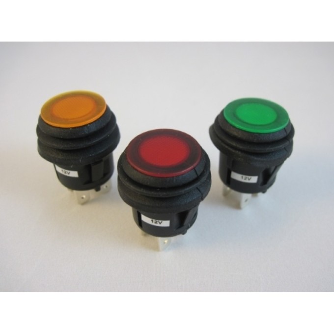 Buton auto rotund cu iluminare - Pornit/Oprit - 12V